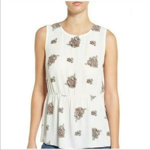 MADEWELL peplum sleeveless paisley pattern top-XS